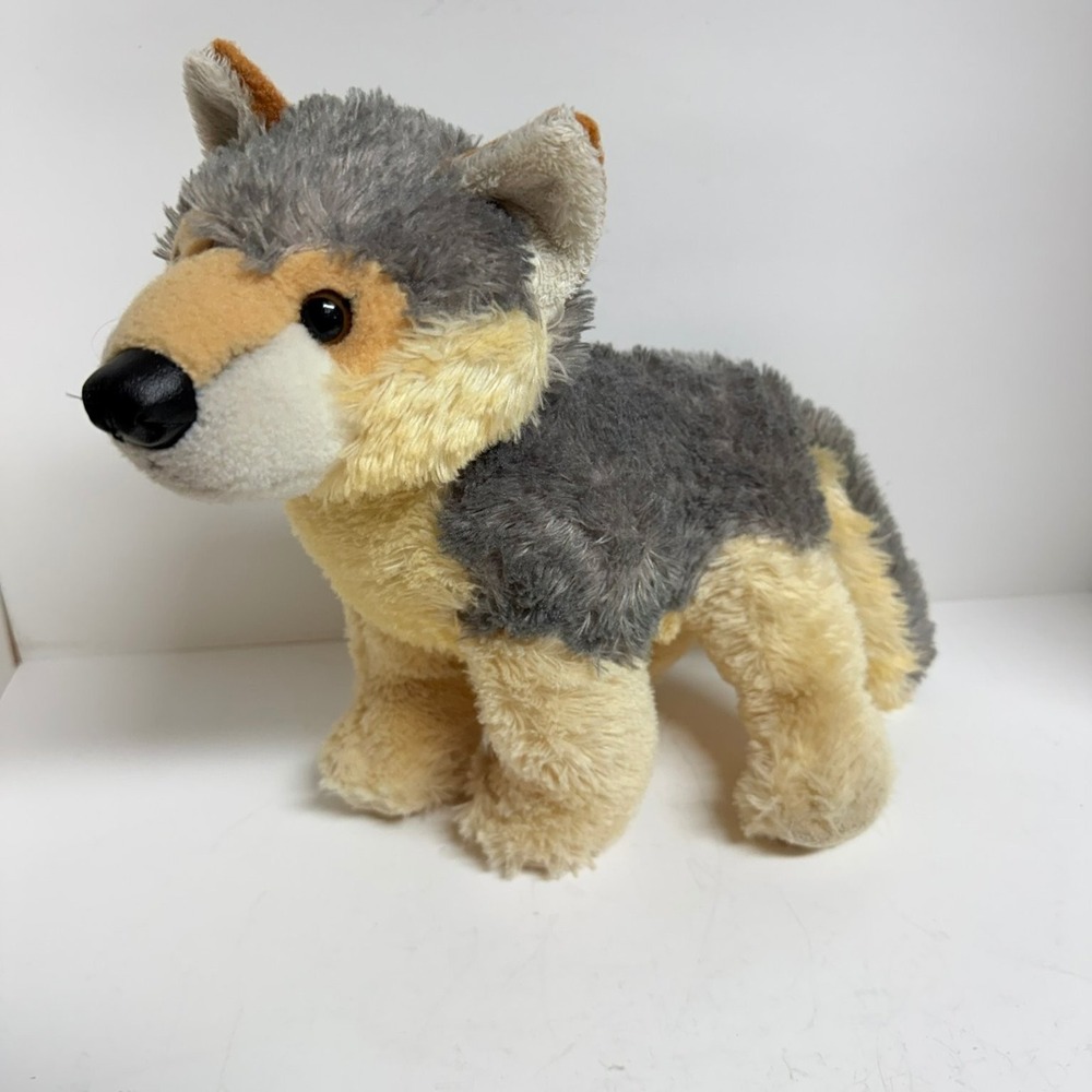 Aurora Wolf Stuffed Animal‎ Plush Realistic Gray Tan 12" Wild Dog Toy